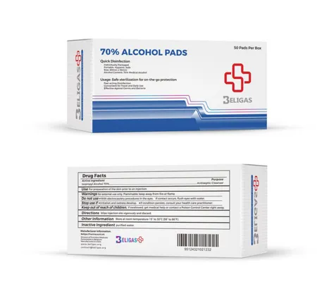Beligas 70% Alcohol Pads 50 Pads Per Box Beligas 70% Alcohol Pads 50 Pads Per Box