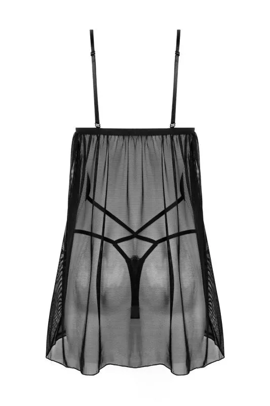 Christine - Babydoll mit Tanga Fleur de Plaisir - schwarz/rot