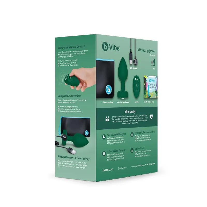 B-Vibe - Vibrating Jewel Plug M/L Emerald