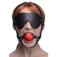 Perverses verstellbares Geschirr mit Augenbinde und Ballknebel Perverses verstellbares Geschirr mit Augenbinde und Ballknebel