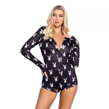 Playboy Lingerie - Slumber Bunny Onesie - Schwarz Playboy Lingerie - Slumber Bunny Onesie - Schwarz