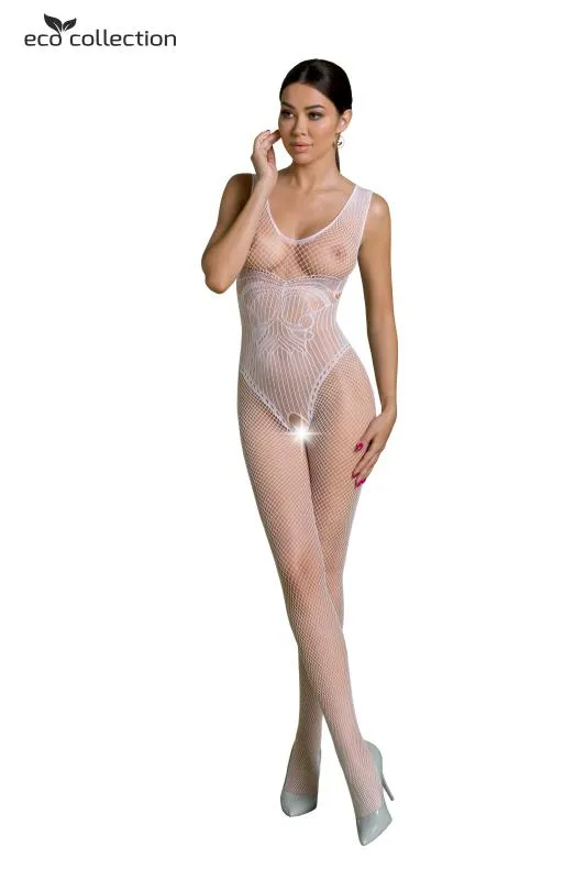 Catsuit mit offenem Schritt weiß