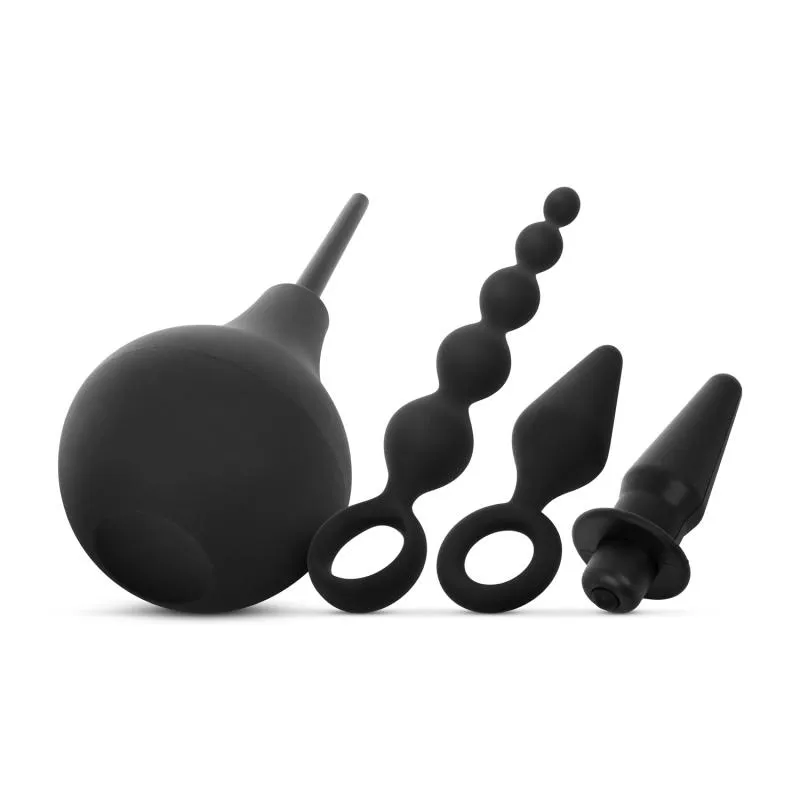 Analplug Set mit Dusche - Schwarz