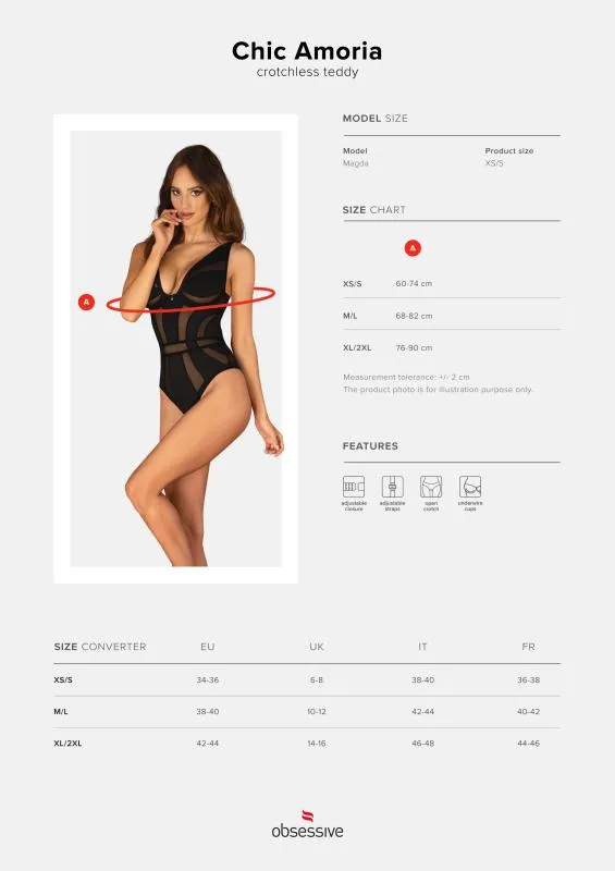 Obsessive - Chic Amoria Schrittloser Teddy - Schwarz