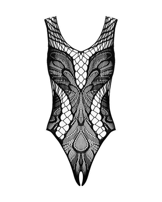 Spitzen-Mesh-Teddy - Schwarz