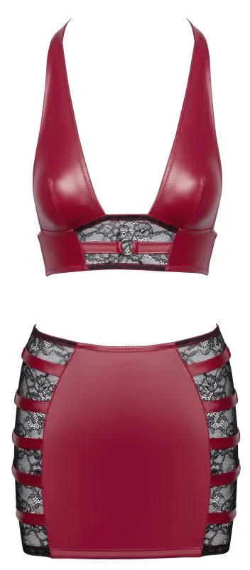 Cottelli PARTY – Crop Top & Minirock Set – Rot