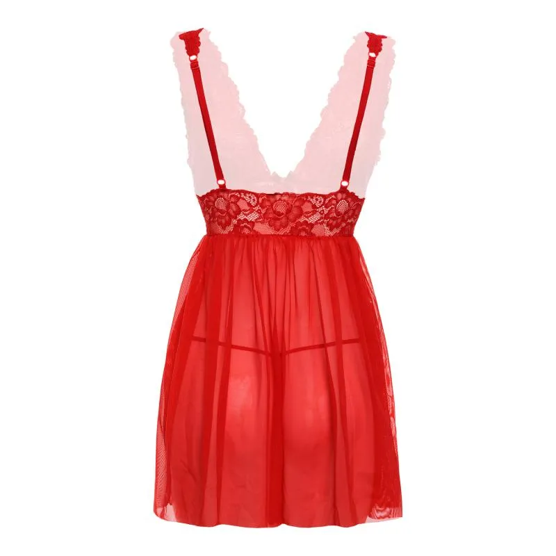 Christine - Babydoll + String Lieve - Rot