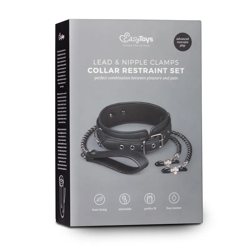 EasyToys Halsband mit Leine & Nippelklemmen