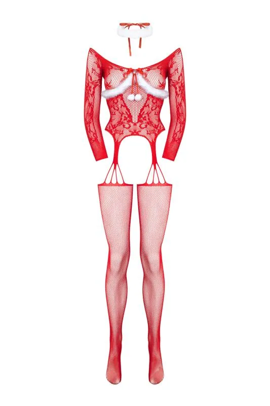 Christine - Jingle Belle Open Crotch Bodystocking