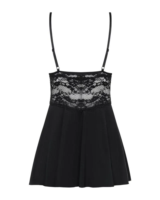 Babydoll Set Mit Spitze - Schwarz