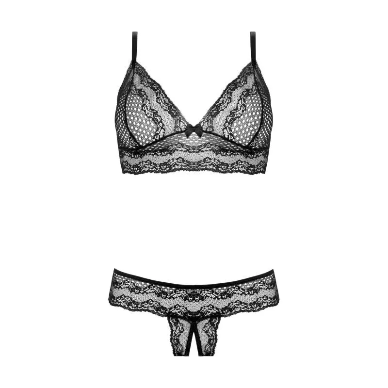 Christine - Fleur Spitzen-BH-Set ouvert - Schwarz