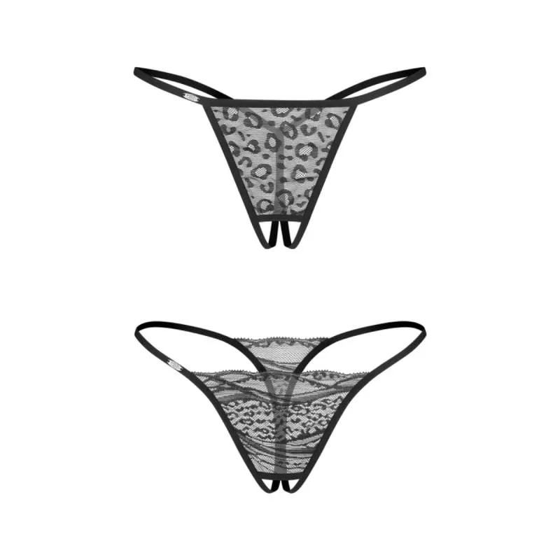 Obsessive – Bianca 2er-Pack Offen-Schritt String – Schwarz