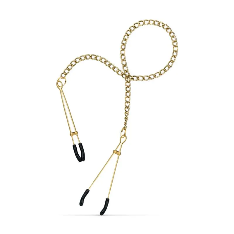Goldene Brustwarzenklemmen mit Kette