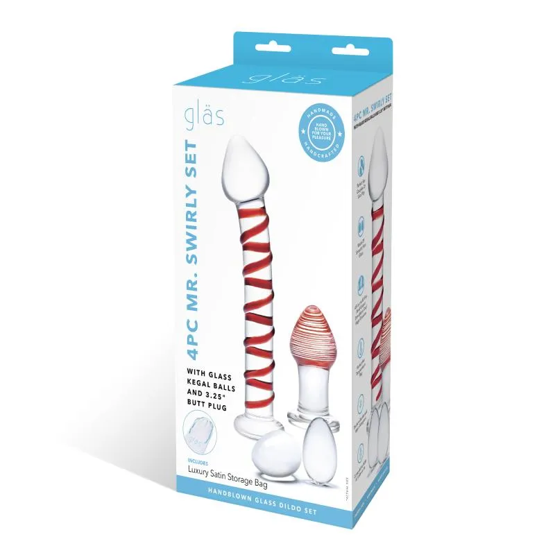 Glas - Mr. Swirly 4 pc Set with Glass Kegel Balls & Butt Plu
