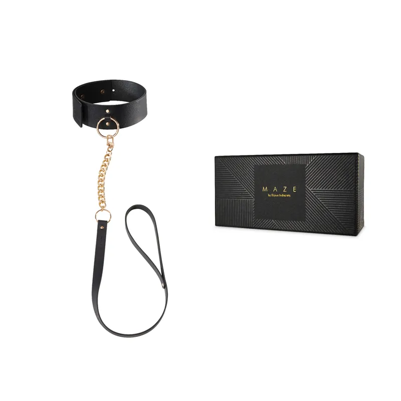 Breites Halsband mit Leine