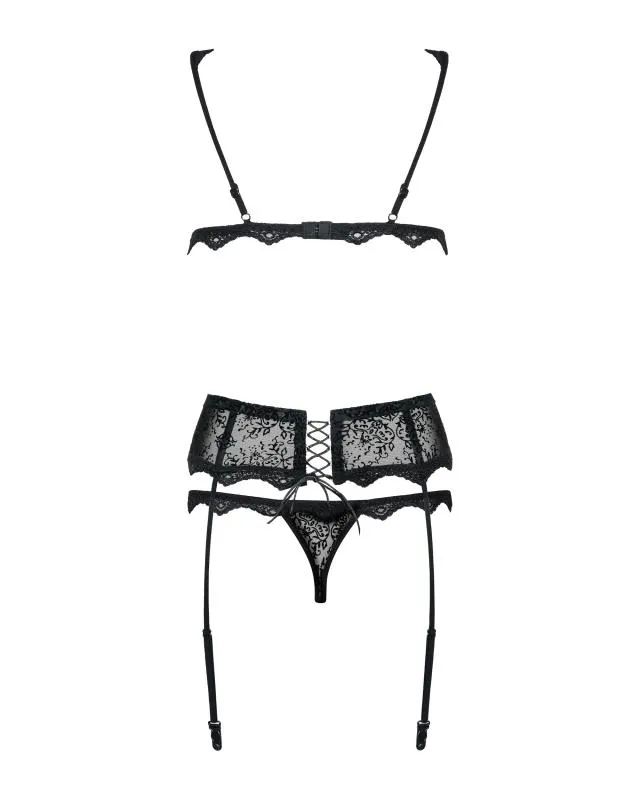 Obsessive Dreiteiliges BH-Set Schwarz