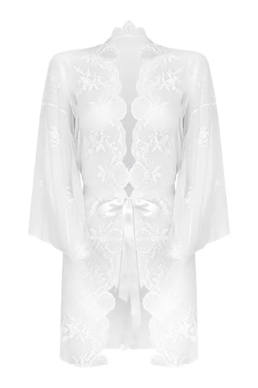 Christine - Spitzen-Kimono-Set Flower - Weiß