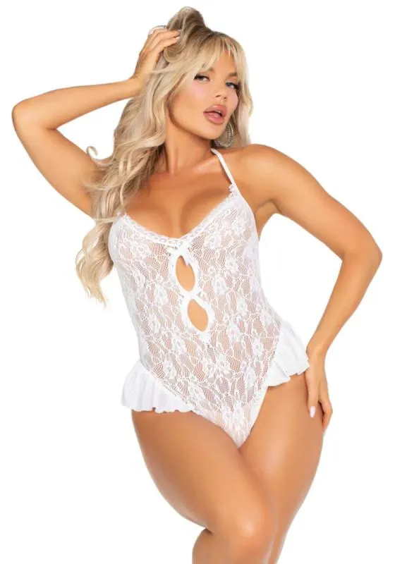 Leg Avenue – Spitzen-Teddy – Weiß