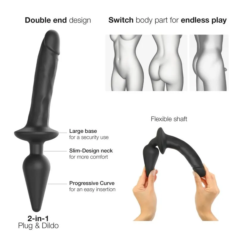 Strap-On-Me - Switch Plug-in Realistic Dildo Black XXL