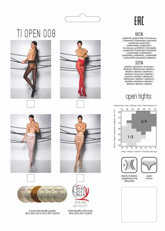 Passion - Tiopen 008 Strumpfhose mit offenem Schritt - Schwarz