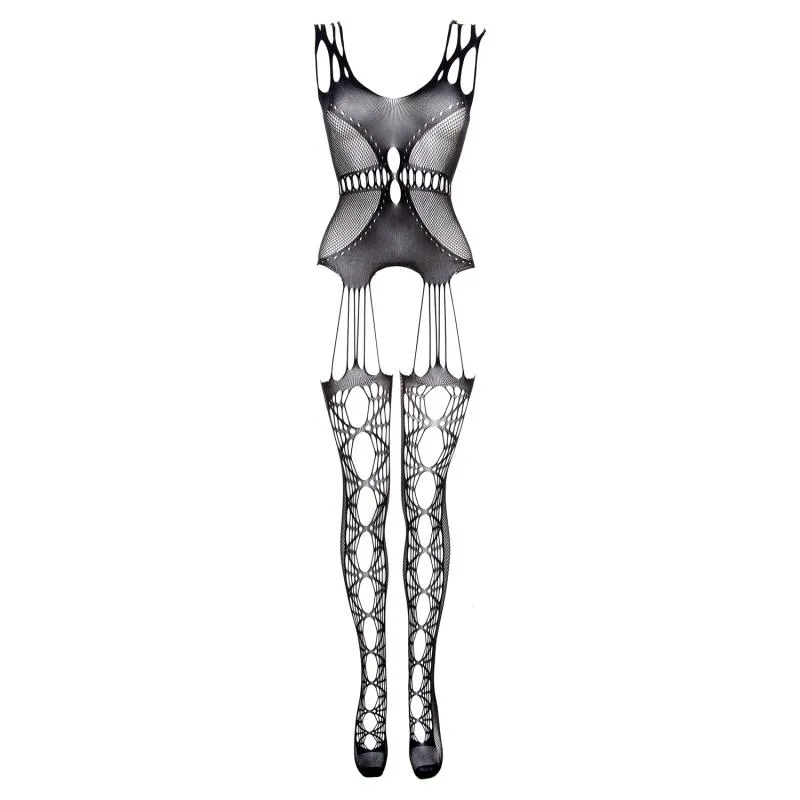 Catsuit mit Straps-Design Schwarz - Curvy