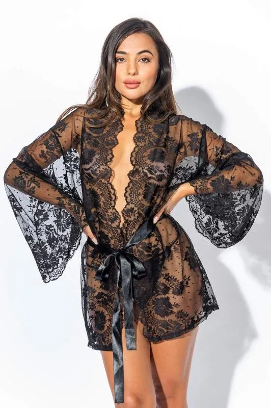 Christine - Spitzen-Kimono Graceful - Schwarz