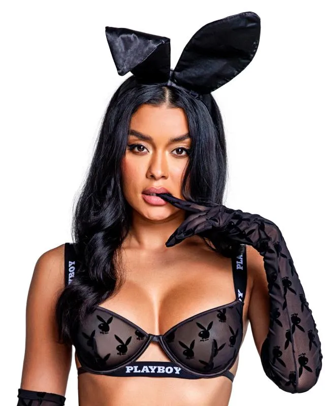 Playboy Lingerie - Satin Bunny Ears - Schwarz