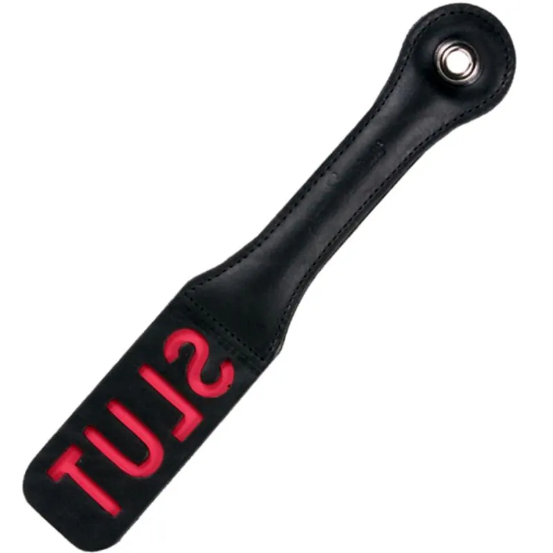 Sportsheets – Leather Impression Paddle – Slut Schwarz