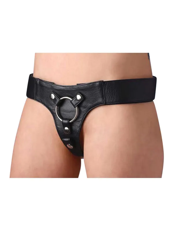 Strap U - Strap-on Harness aus Leder in Schwarz