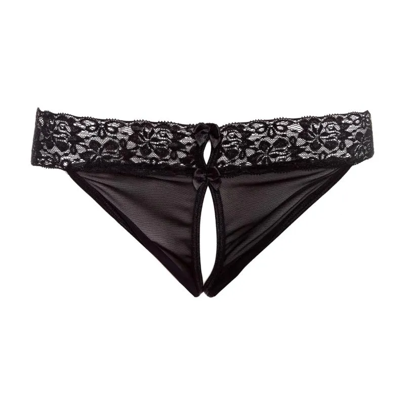 Christine - Offener Schritt String - Schwarz