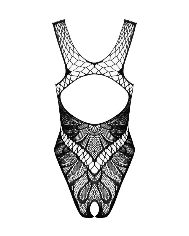 Spitzen-Mesh-Teddy - Schwarz
