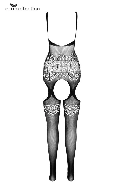 Strumpfhalter Catsuit mit Design schwarz