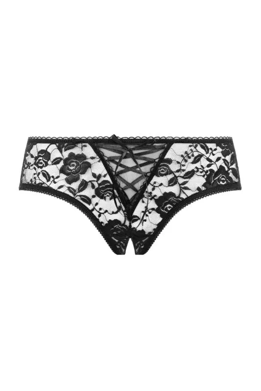 Christine - Schrittfreier Strap-String aus Spitze - Schwarz