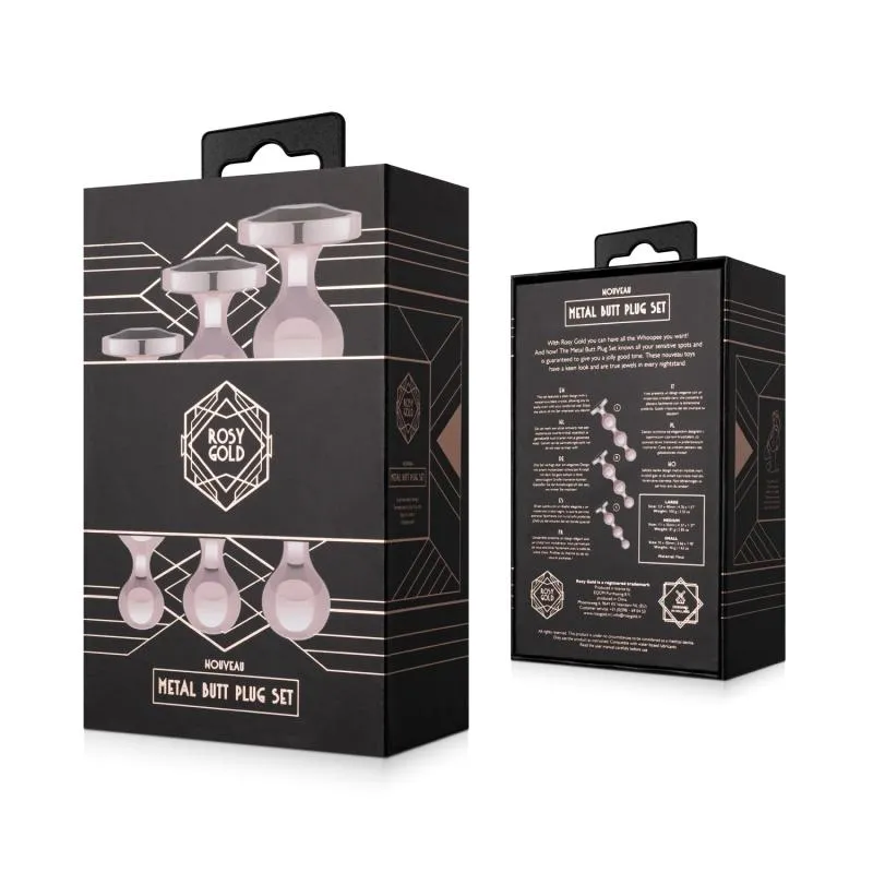 Rosy Gold - Metall-Buttplug-Set 3 Teile - Roségold