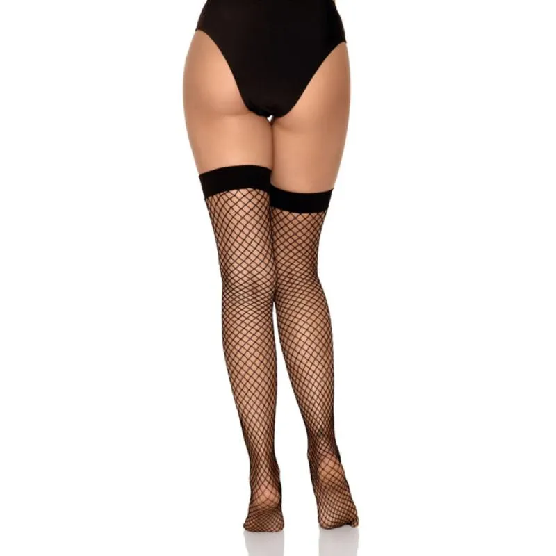 Leg Avenue - Netzstrümpfe bis zum Oberschenkel - Schwarz