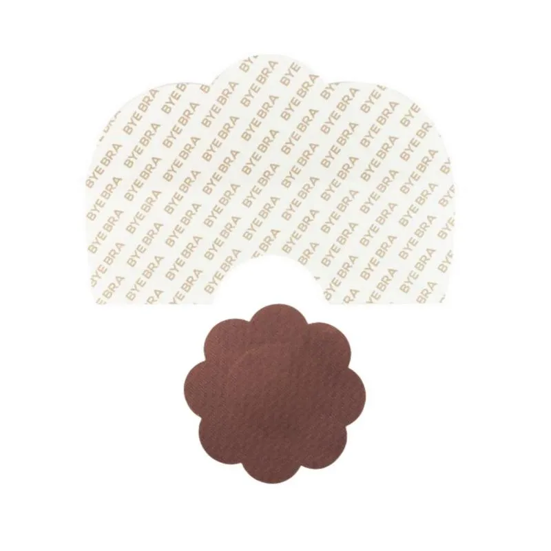 Bye Bra - Breast Lift Tape + Satin Nipple Covers Brown