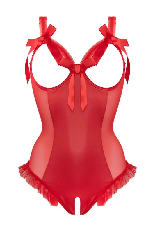 Christine - Crotch-/Cupless Wetlook Body Mistique - Rot