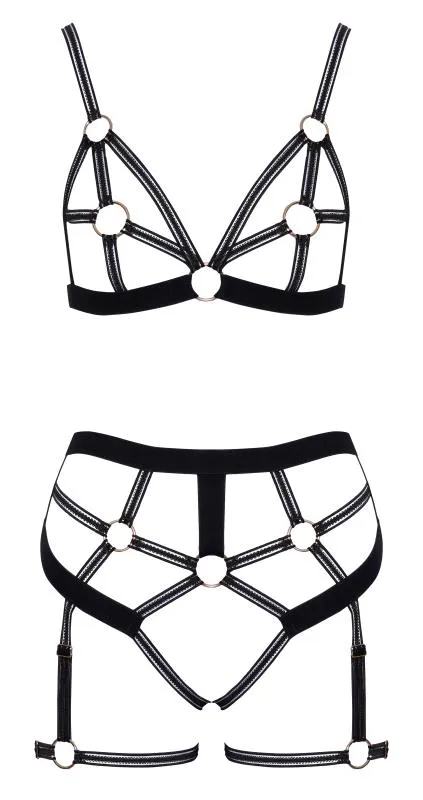 Cottelli LINGERIE – Ouvert Set Bra & Thong – Black