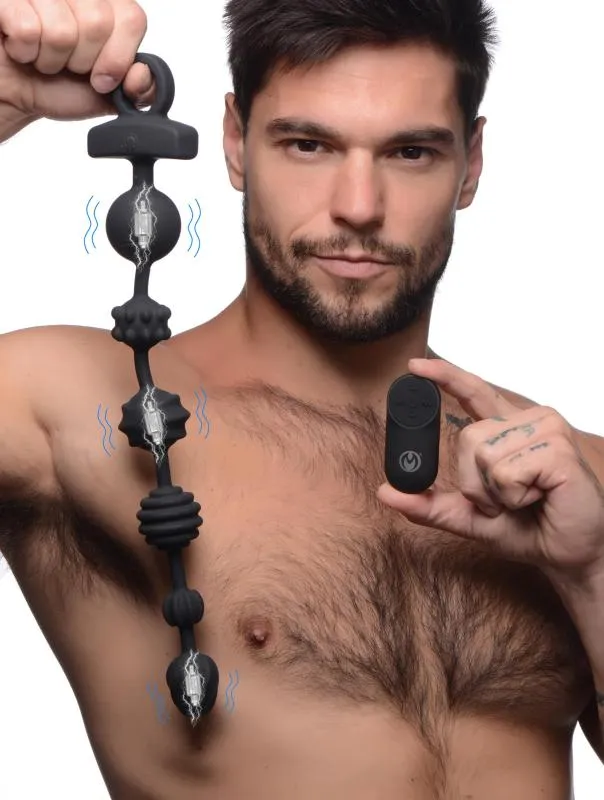 Master Series »Dark Rattler« Analkette mit Vibration & Fernbedienung