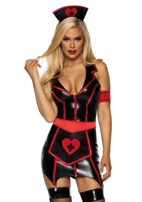Leg Avenue – Vinyl Naughty Nurse Kostüm