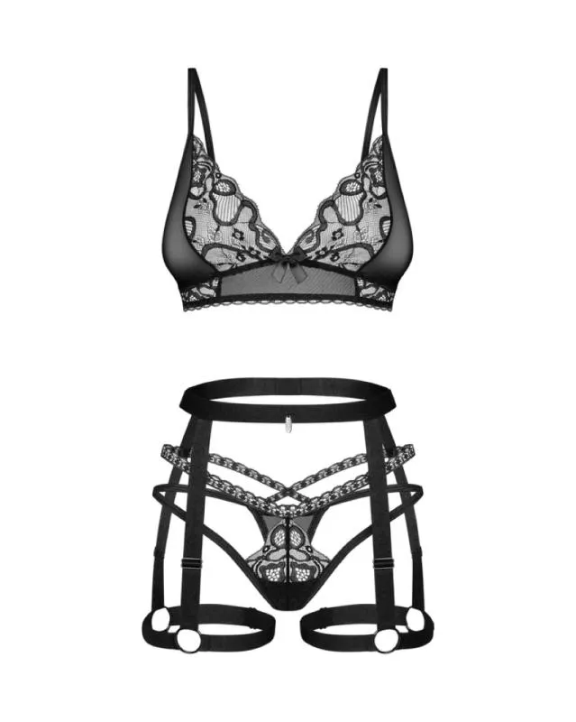 Obsessive - Blomentis Dreiteiliges Set - Schwarz
