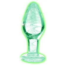 Glow-In-The-Dark Glas-Analplug - Mittelgroß Glow-In-The-Dark Glas-Analplug - Mittelgroß