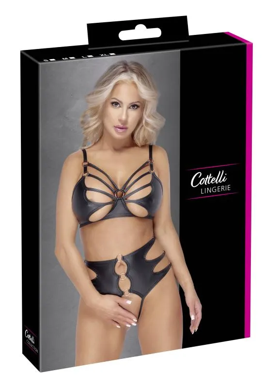 Cottelli LINGERIE – Soft Bra & Offene Panty Set – Schwarz
