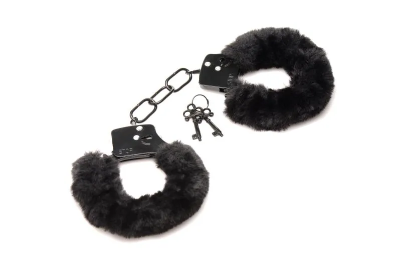 XR Brands - Cuffed In Fur Handschellen - Schwarz