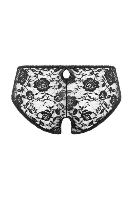 Christine - Schrittfreier Strap-String aus Spitze - Schwarz