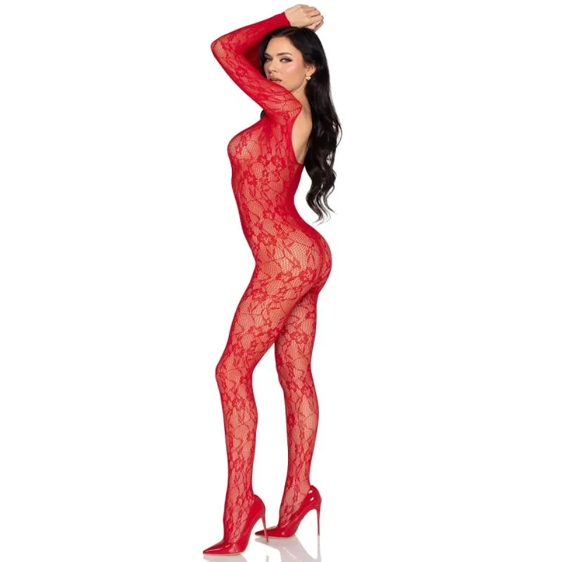 Leg Avenue - Spitzen Bodystocking - Rot