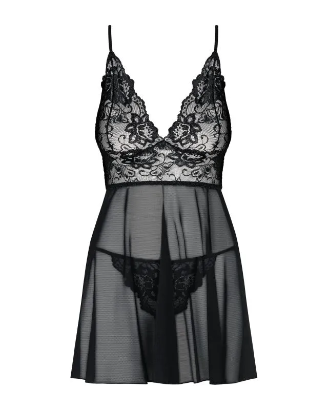 Idillia Babydoll und Tanga - Schwarz