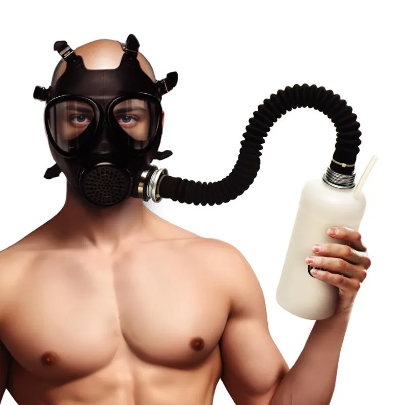 XR Brands - Inhalator-Gasmasken mit Flasche - Schwarz & Weiß