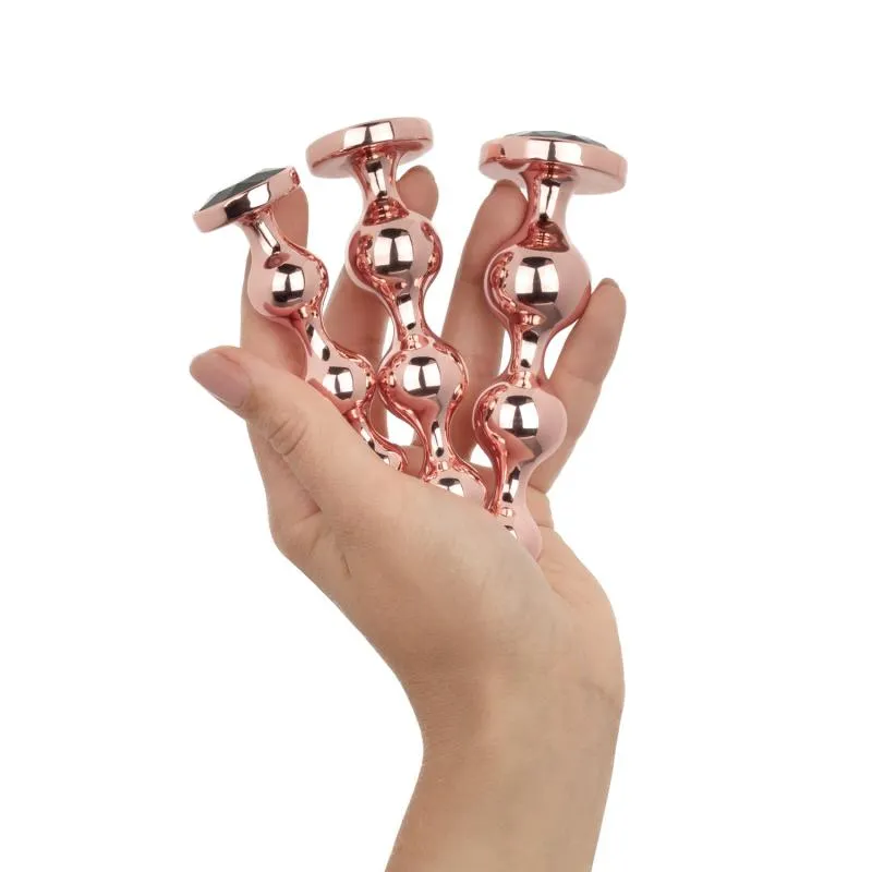 Rosy Gold - Metall-Buttplug-Set 3 Teile - Roségold