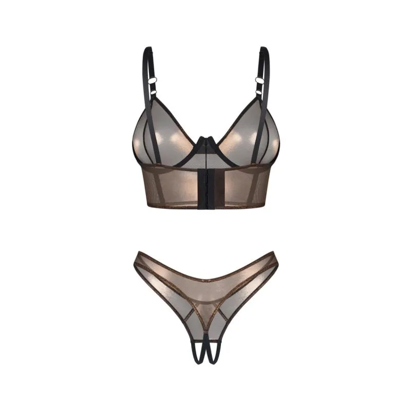 Obsessive – Soranna Top & Offener String – Braun